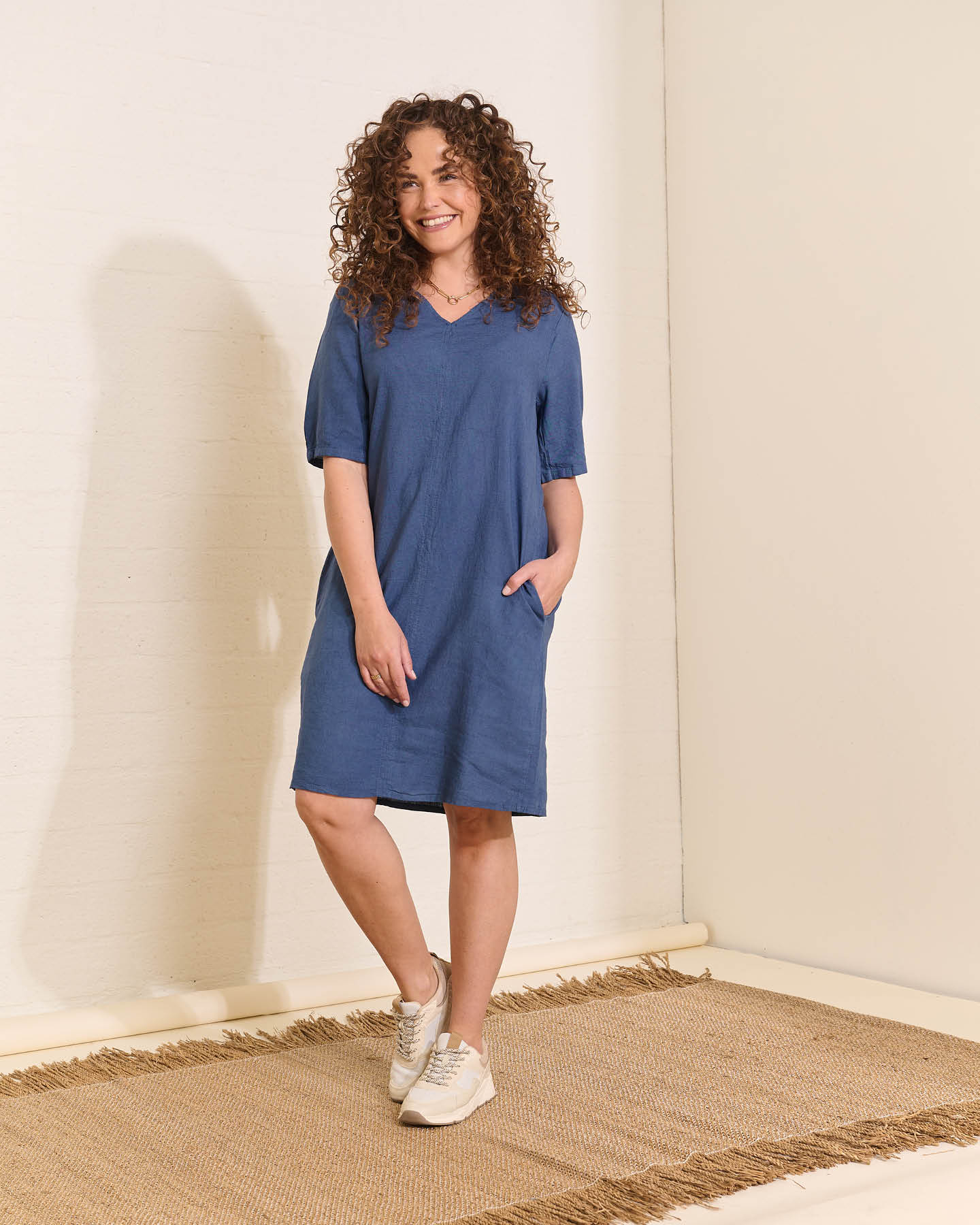 Jurk - Linde Linnen Uni | Donker-Jeans
