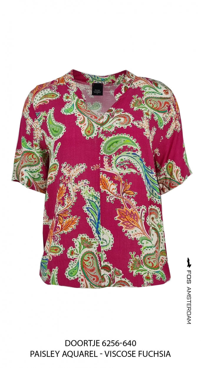 top doortje paisley aquarel viscose fuchsia