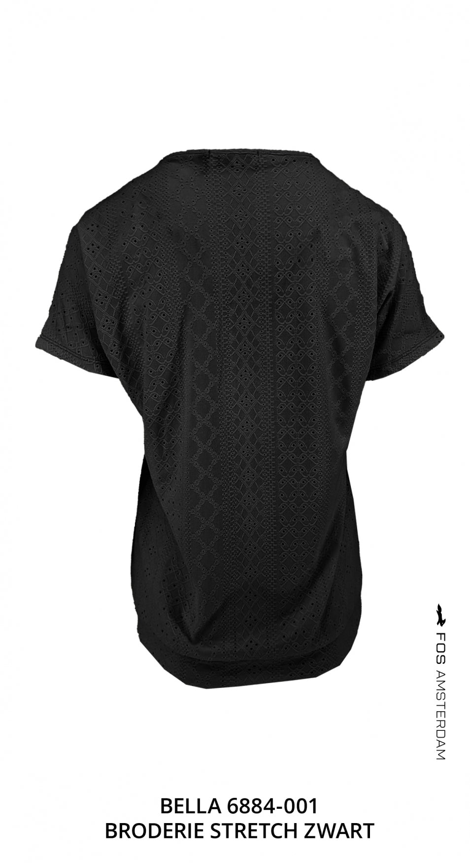 top bella broderie stretch zwart