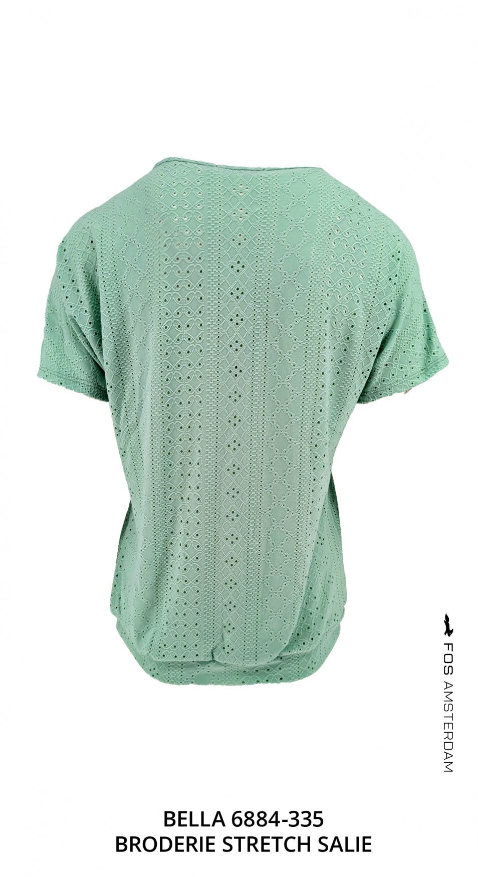 top bella broderie stretch salie