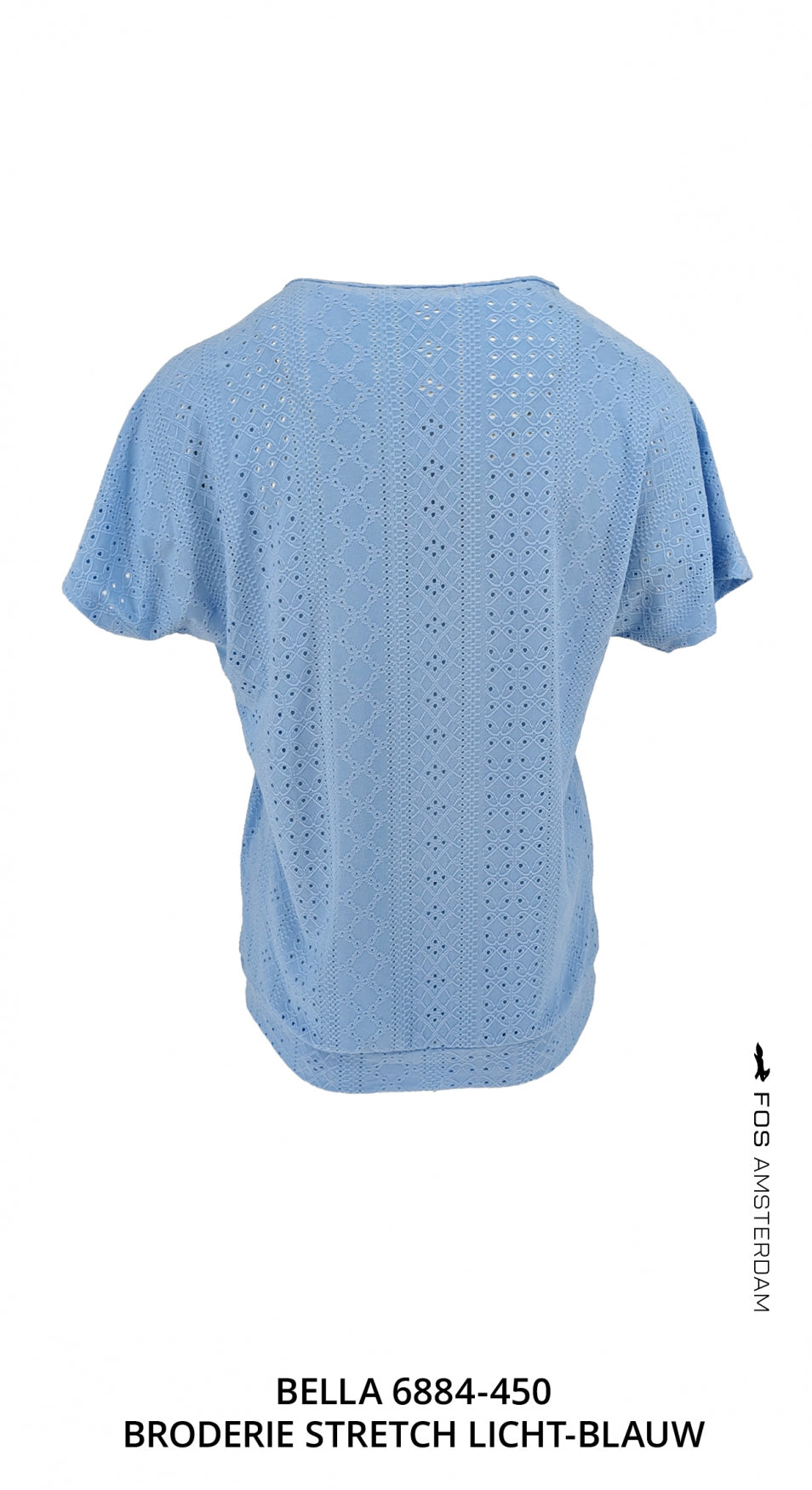 top bella broderie stretch licht blauw