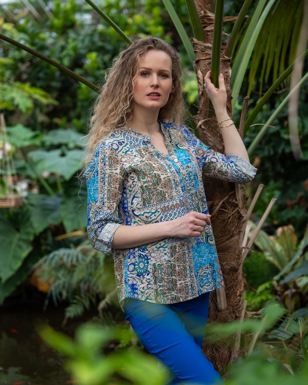 blouse elodie ikat medaillion kobalt