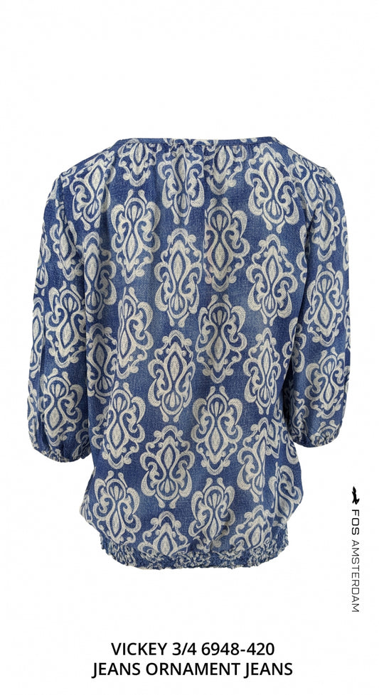 top vickey 3 4 jeans ornament jeans