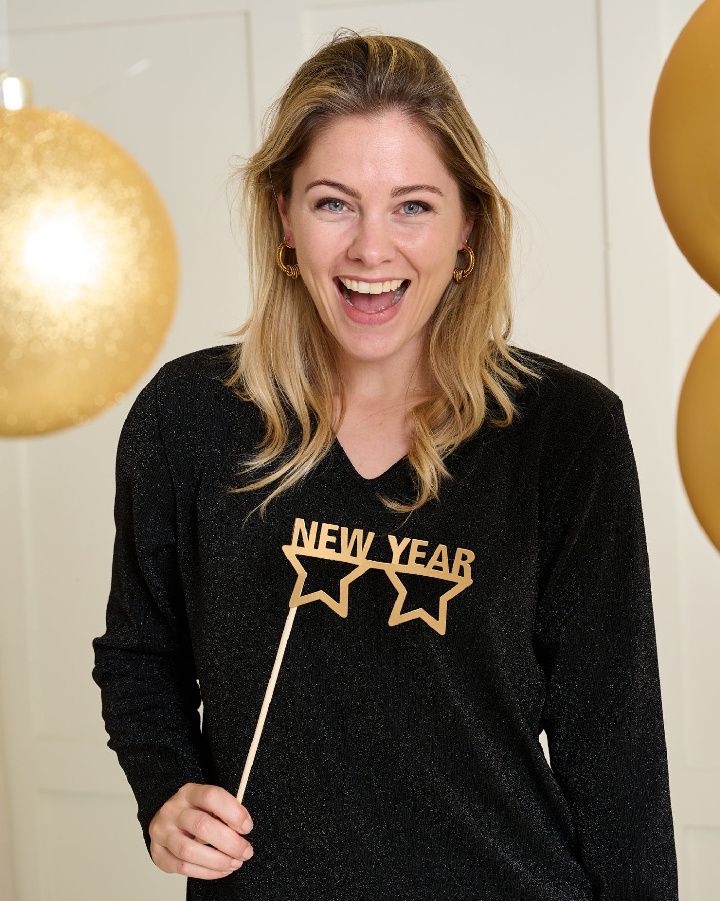 Top - Bella Lurex Lines | Zwart