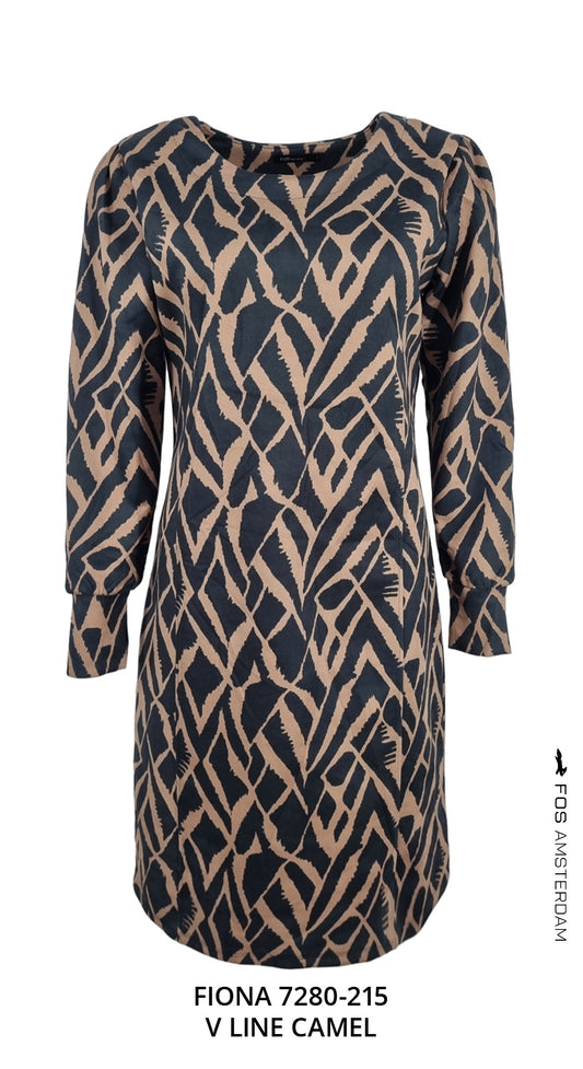 Jurk - Fiona V Line | Camel