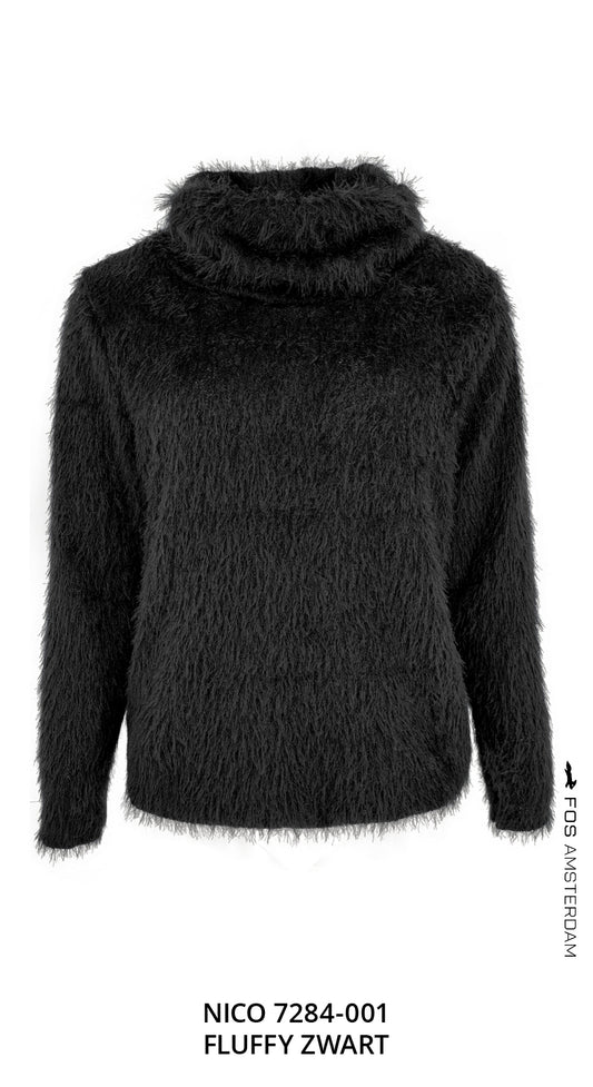 Top - Nico Fluffy Chenille | Zwart