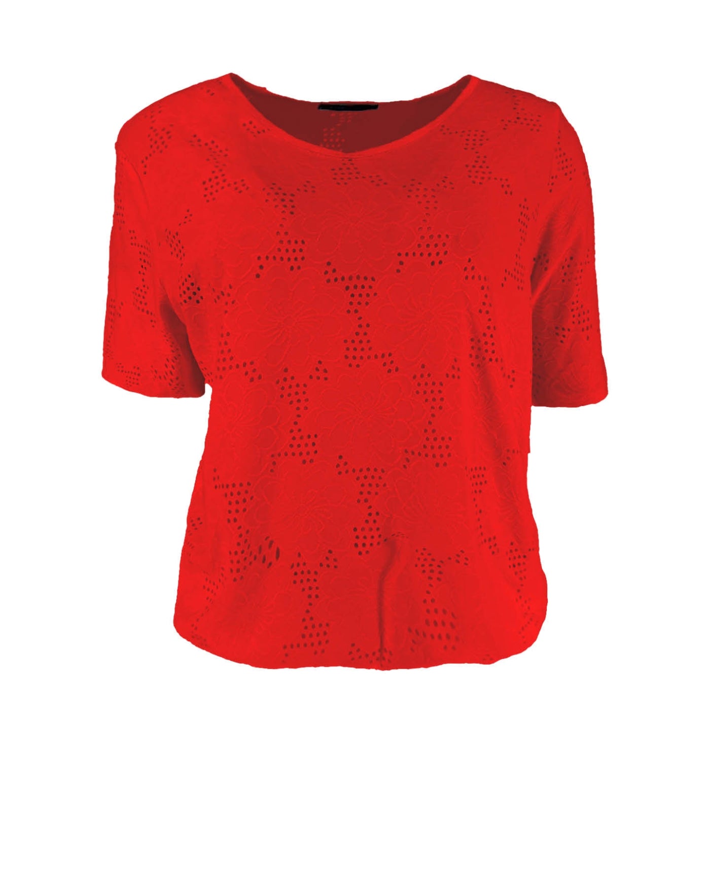 Top - Vivi Broderie Bloem | Rood