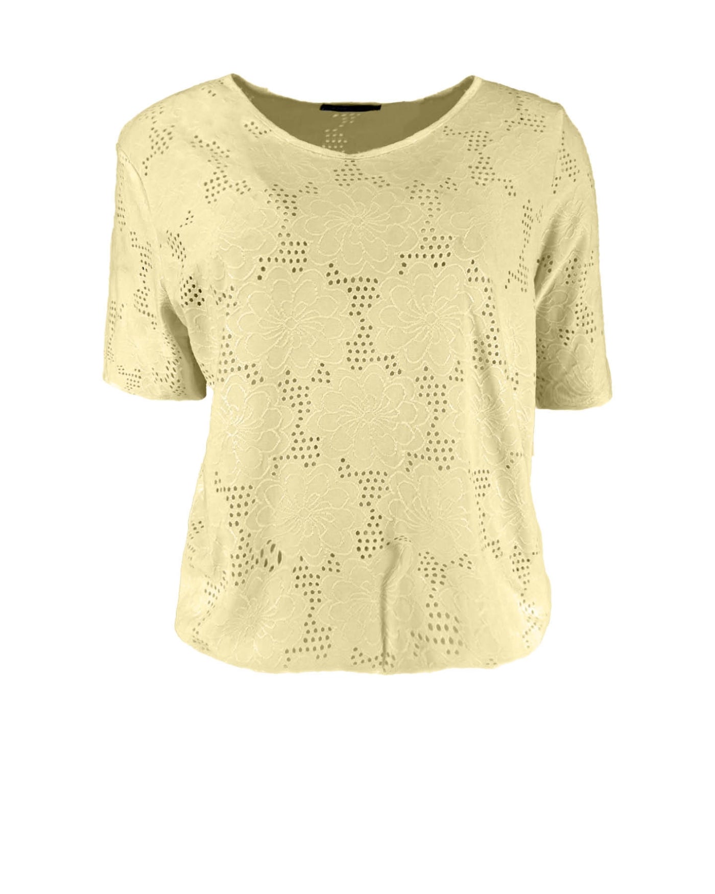 top vivi broderie bloem geel