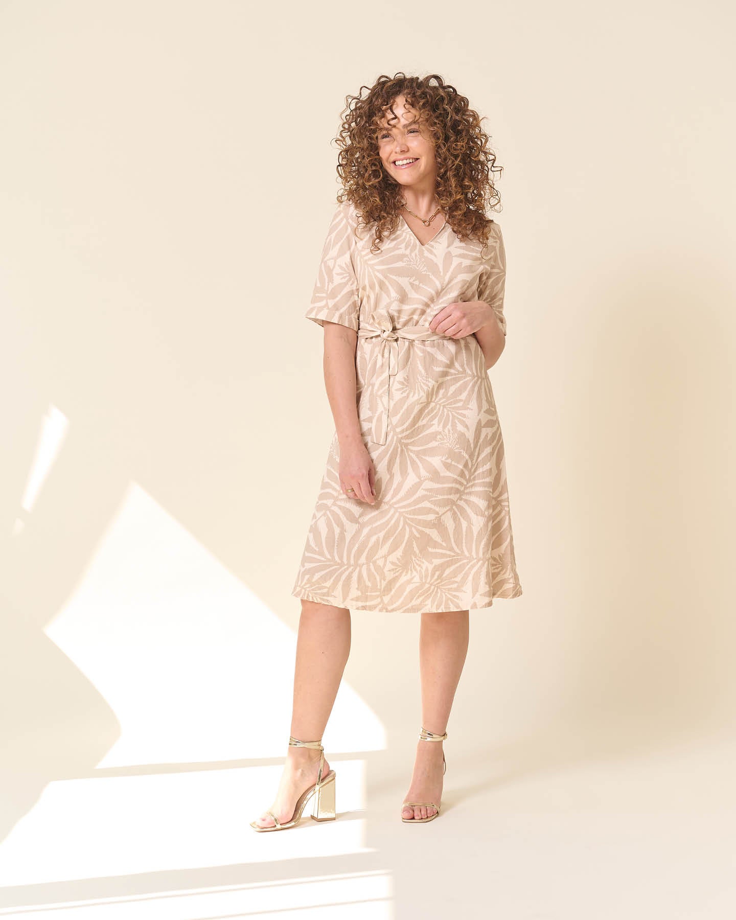 Jurk - Norah Mono Blad | Beige