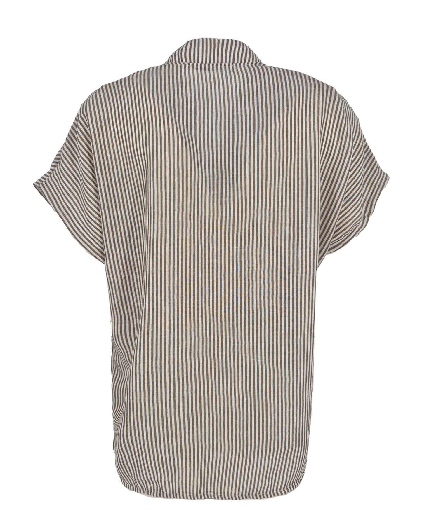 Blouse - Katie Classic streep | Bruin