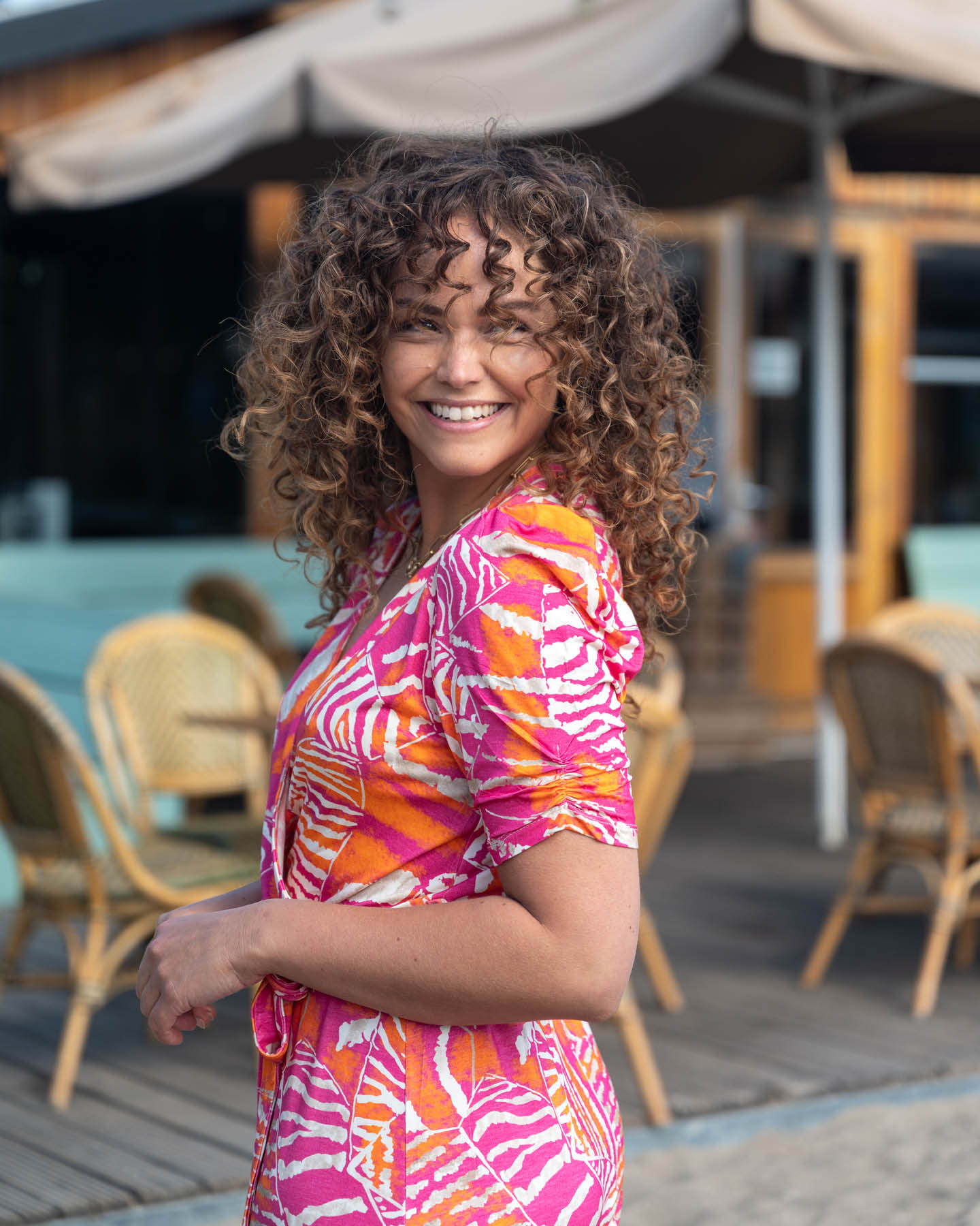 Jurk - Joyo Palmstreep | Fuchsia