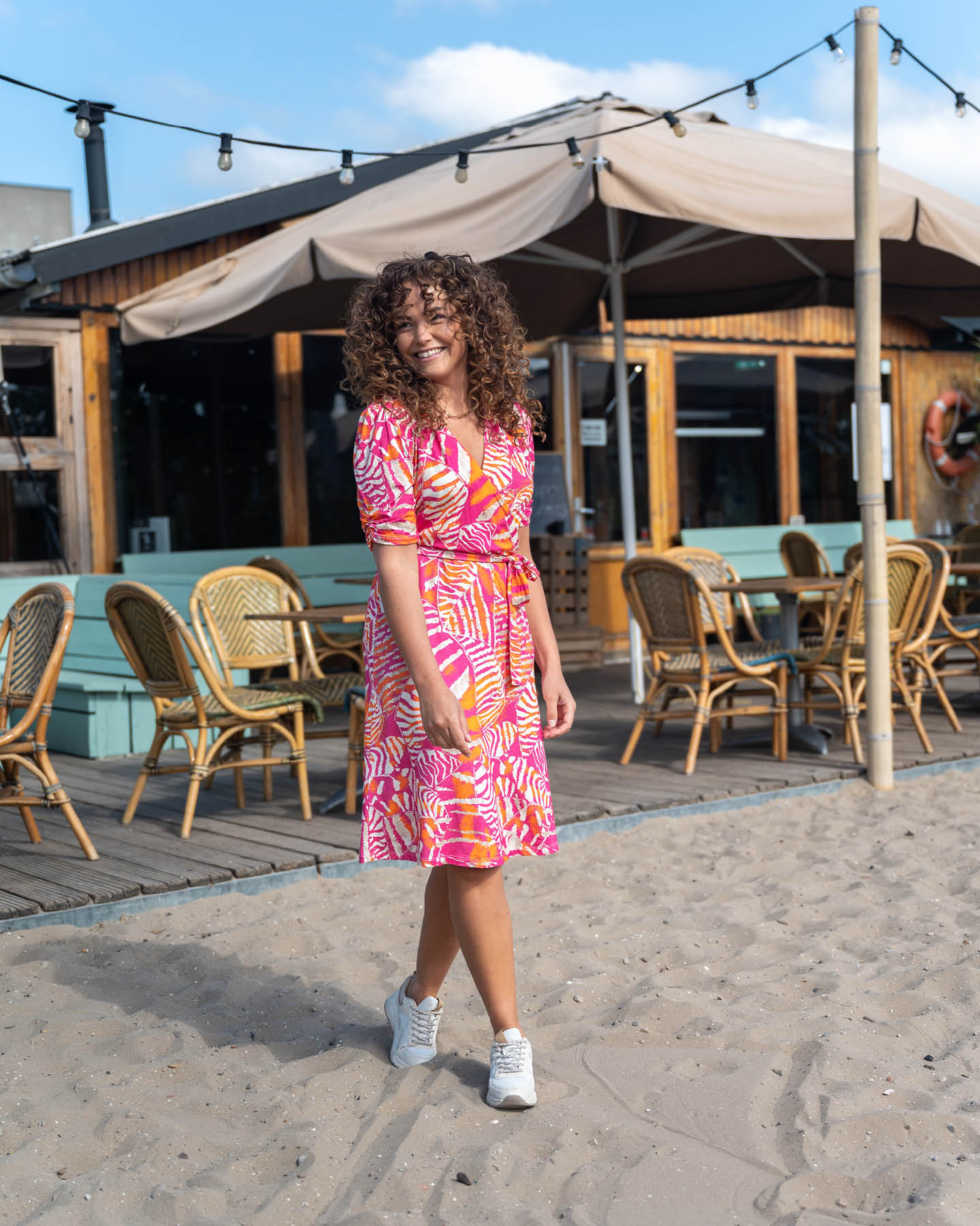 Jurk - Joyo Palmstreep | Fuchsia