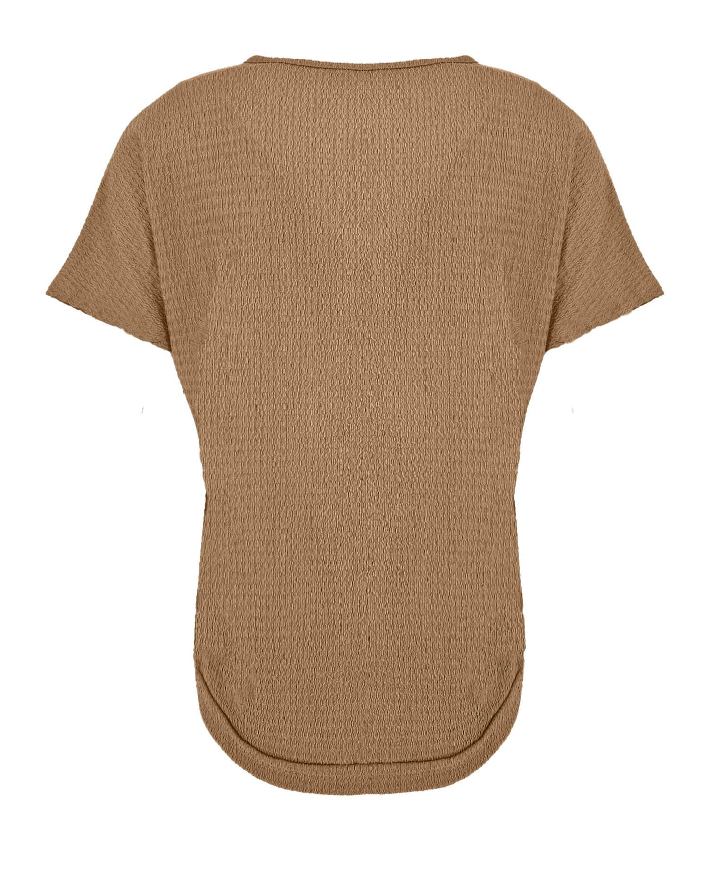 Camel kleur blouson met V-hals en structuur