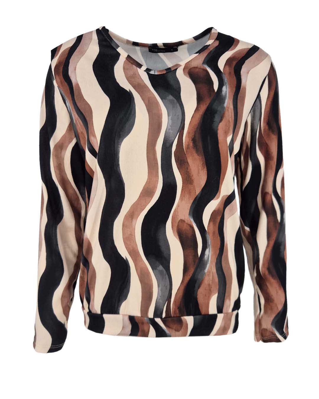 Top - Bella Brush Strokes-FB | Zwart Tops & Blouses