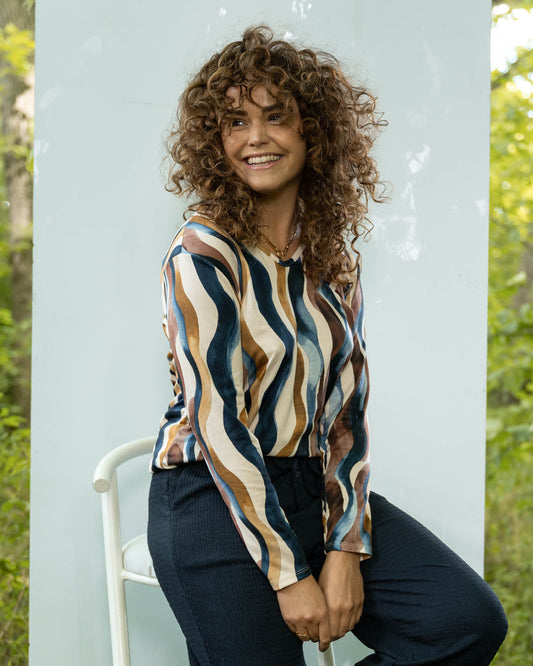 Top - Bella Brush Strokes-FB | Navy