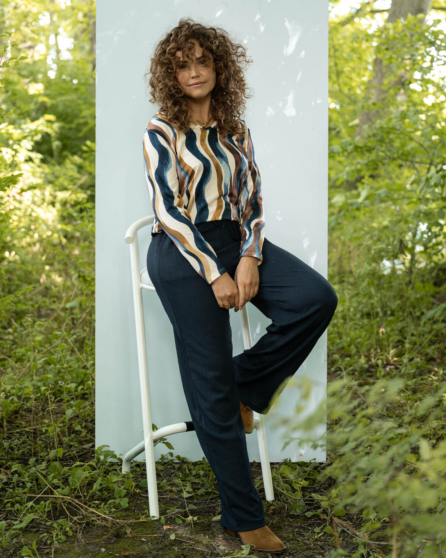 Top - Bella Brush Strokes-FB | Navy