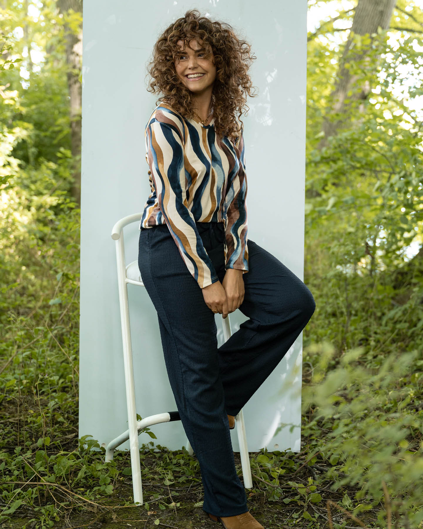 Top - Bella Brush Strokes-FB | Navy