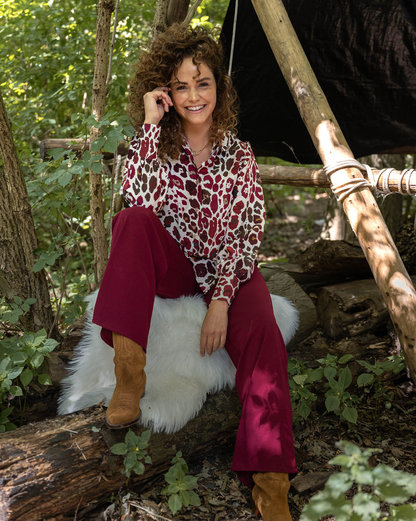 Blouse - Evita Colourful Panter | Bordeaux