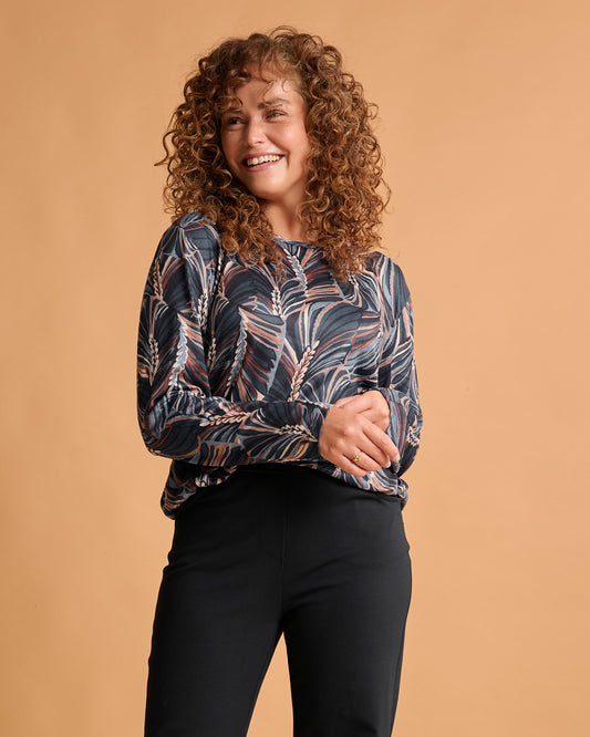 Top - Sisi Feather Line-FB | Navy