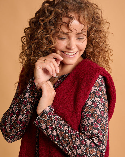 Gilet - Margriet Teddie Suede | Bordeaux