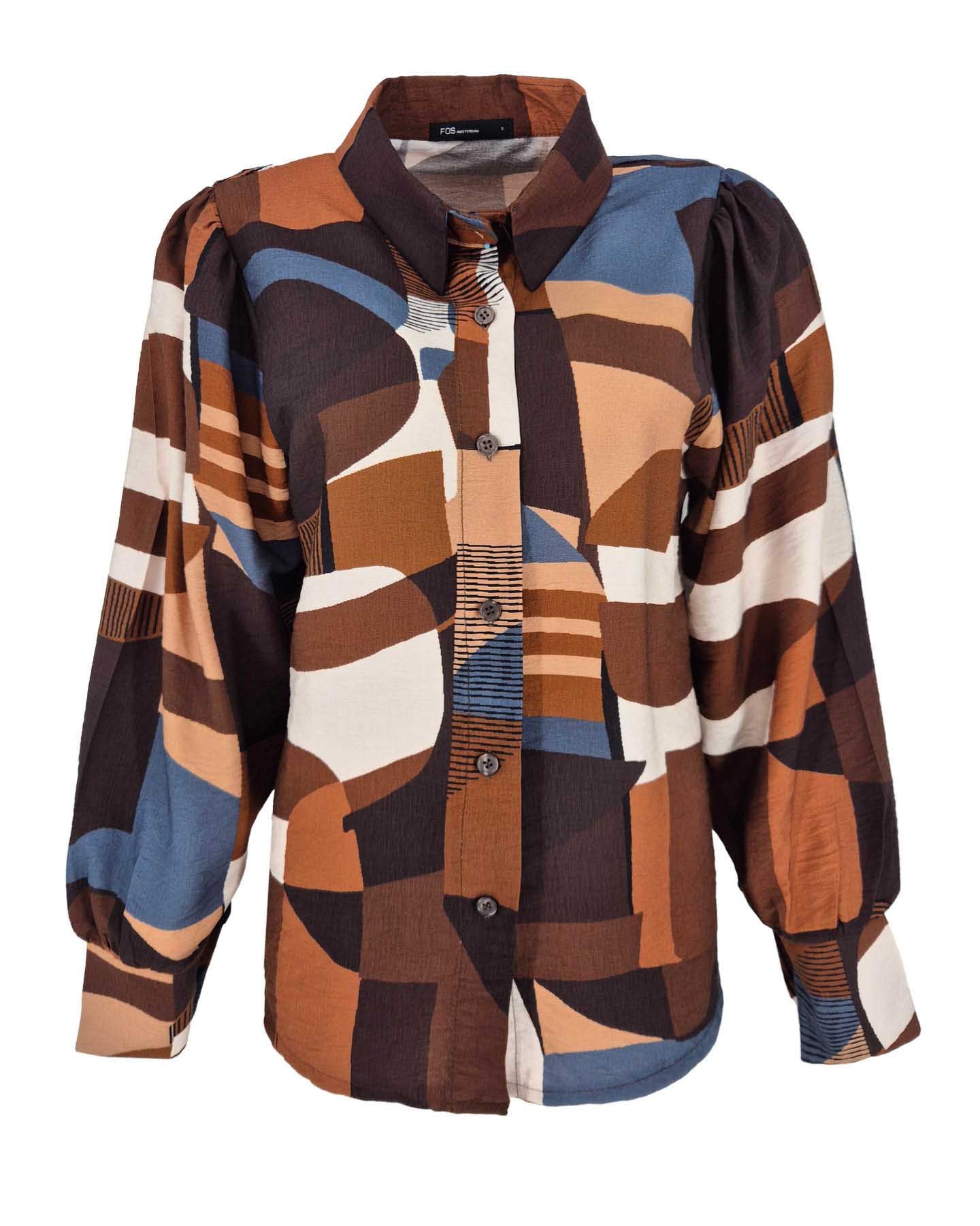 Blouse - Evita Aquarel contour | Bruin Tops & Blouses