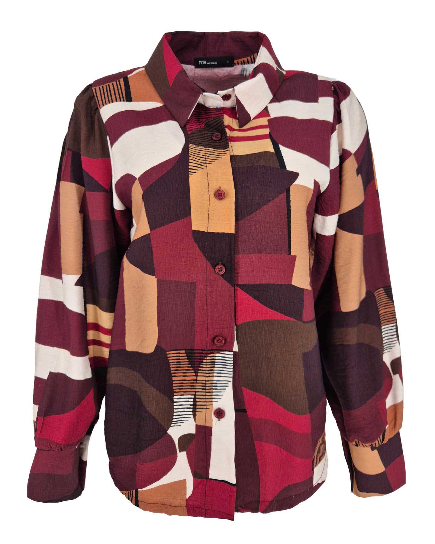 Blouse - Evita Aquarel contour | Bordeaux Tops & Blouses