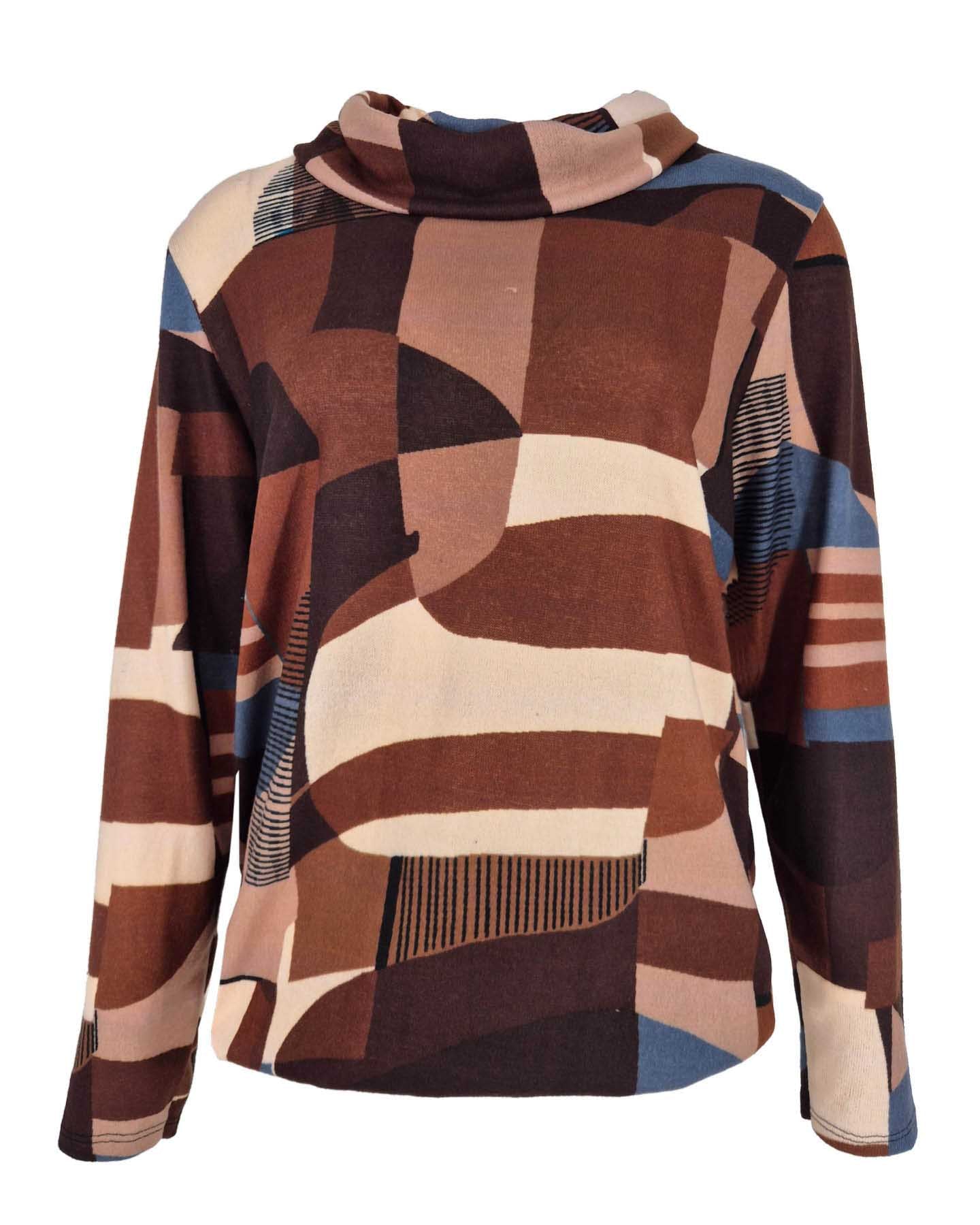 Top - Nico Aquarel contour-FB | Bruin Tops & Blouses