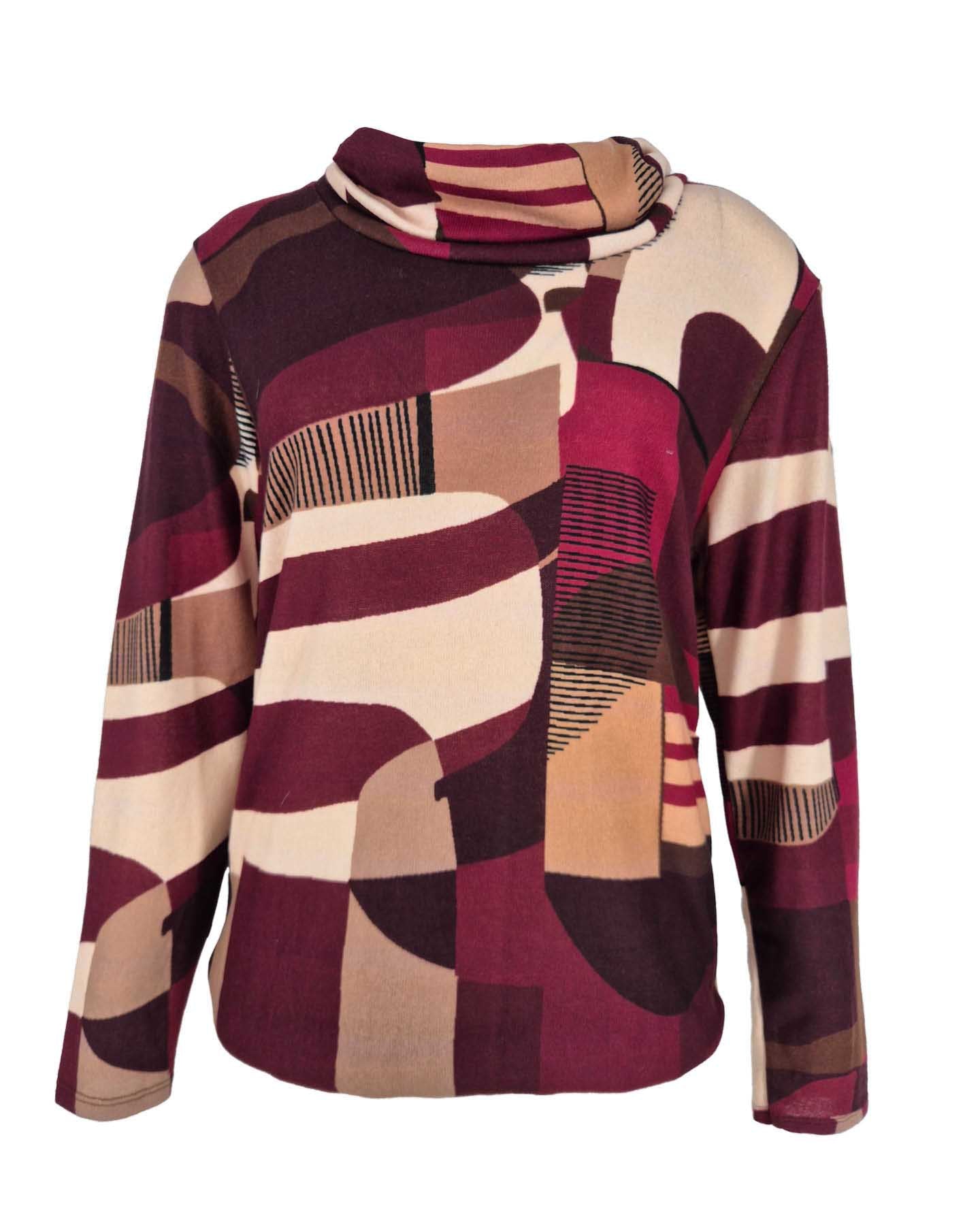 Top - Nico Aquarel contour-FB | Bordeaux Tops & Blouses