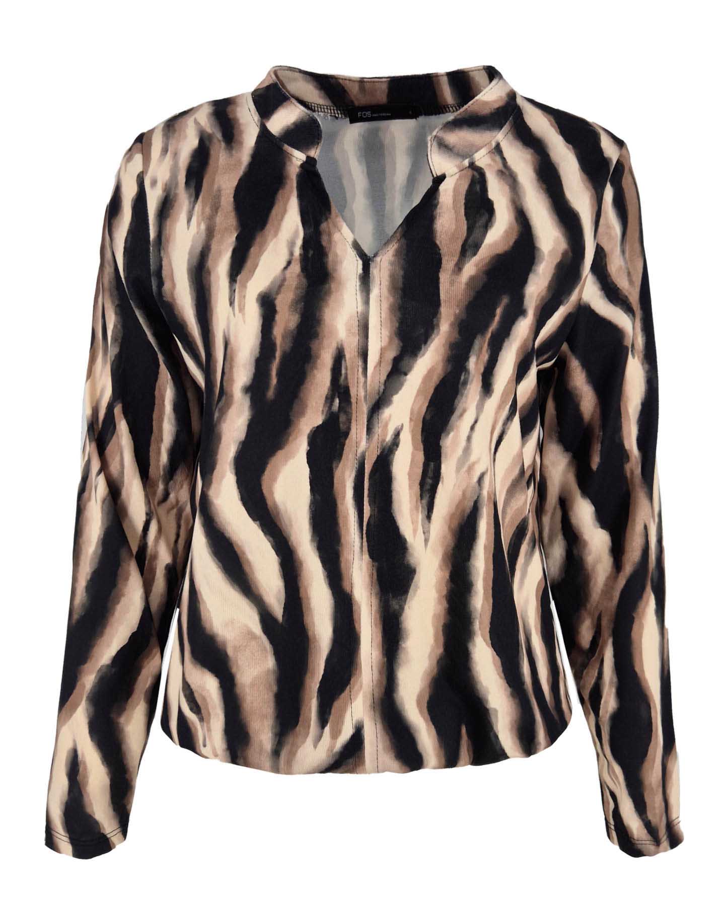 Top - Didi Zebra Faded-FB | Zwart Tops & Blouses