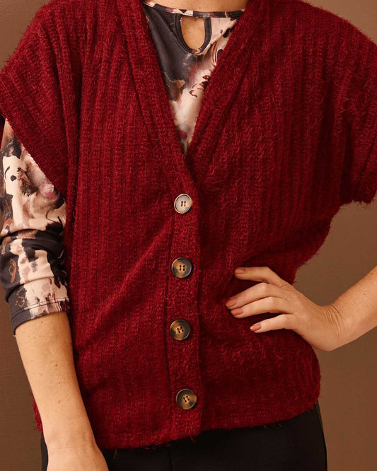 Vest - Scarlet Fluffy Chenille | Beaujolais