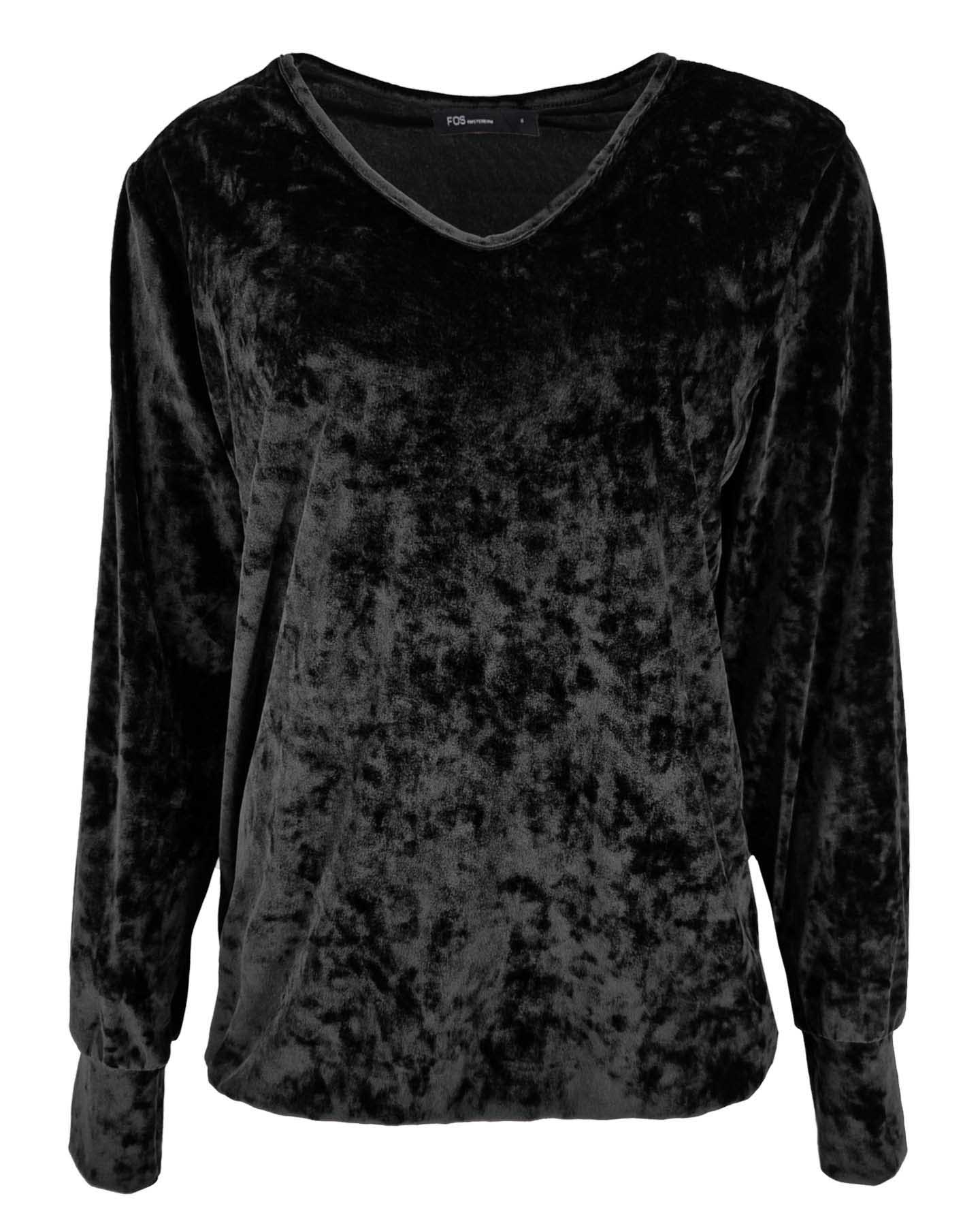 Top - Bella Velours | Zwart Tops & Blouses