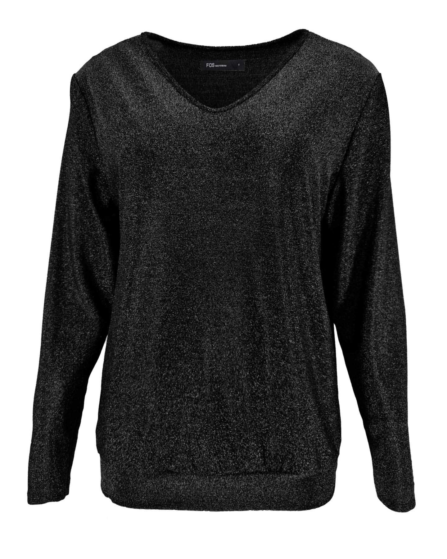 Top - Bella Lurex | Zwart Tops & Blouses