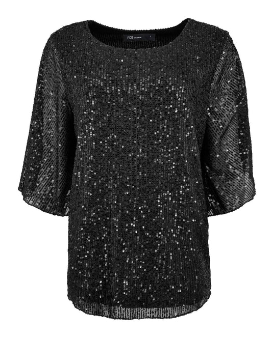 Top - Mariposa Pailletten | Zwart