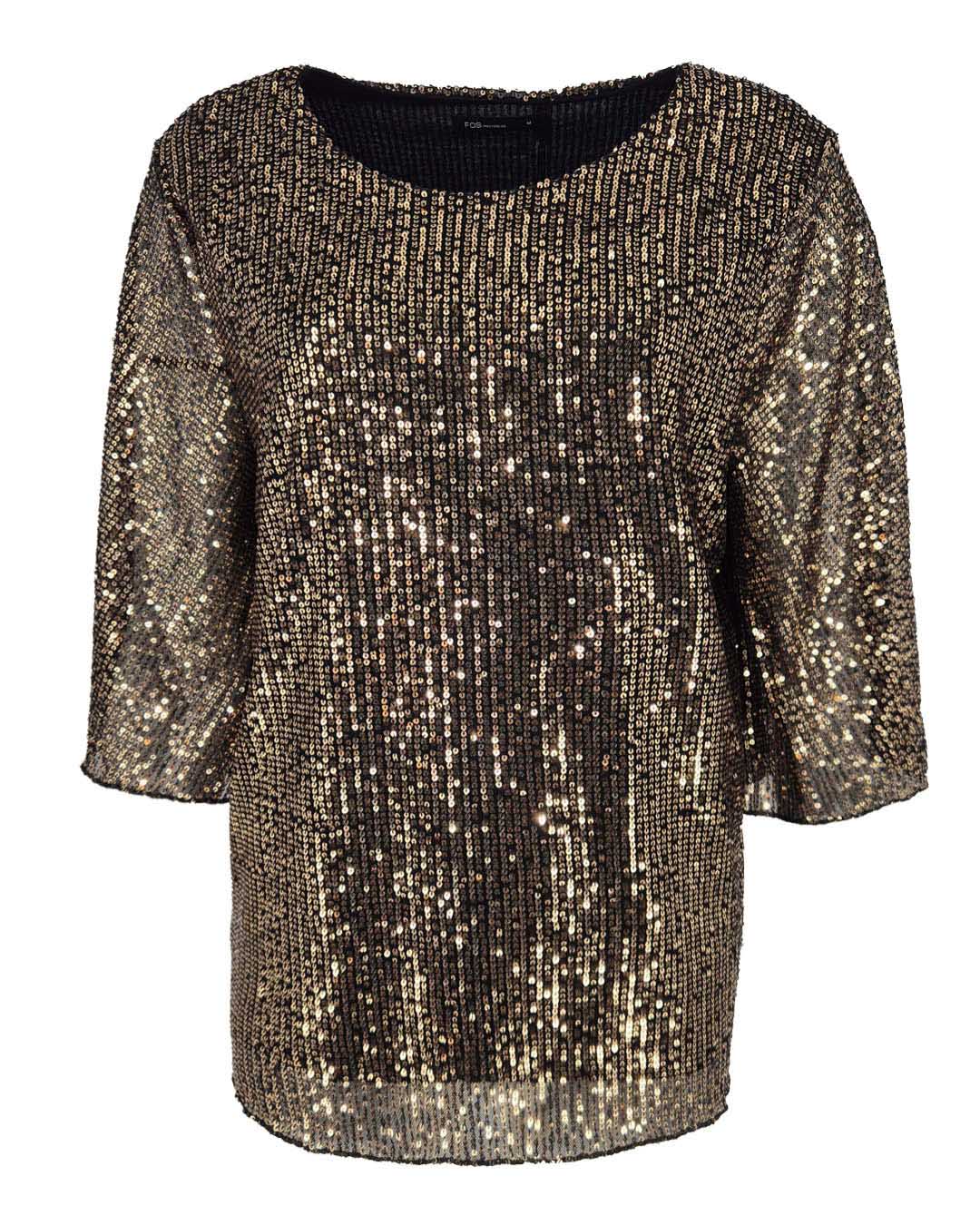 Top - Mariposa Pailletten | Zwart Tops & Blouses