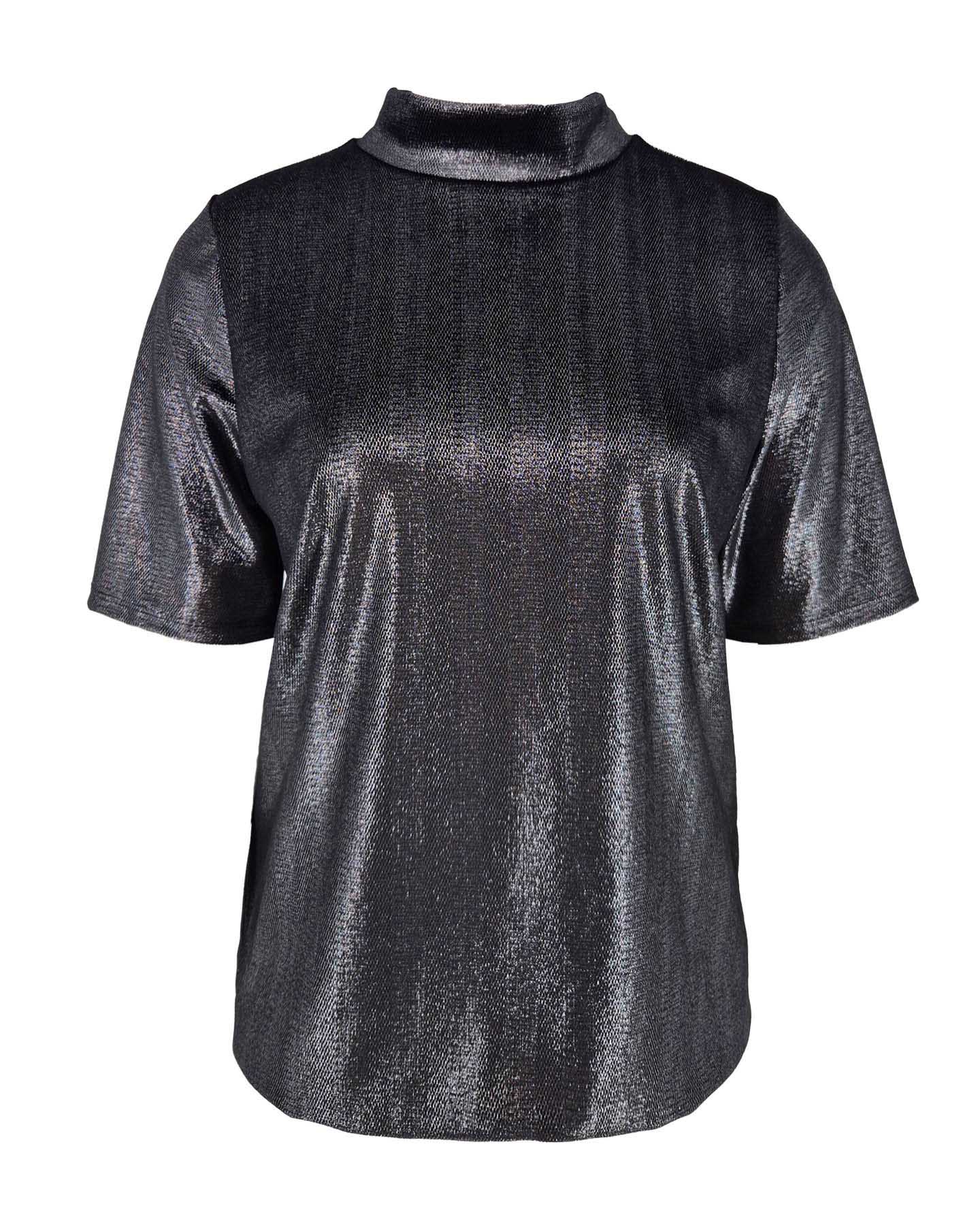 Top - Adina Velours lurex | Zwart Tops & Blouses