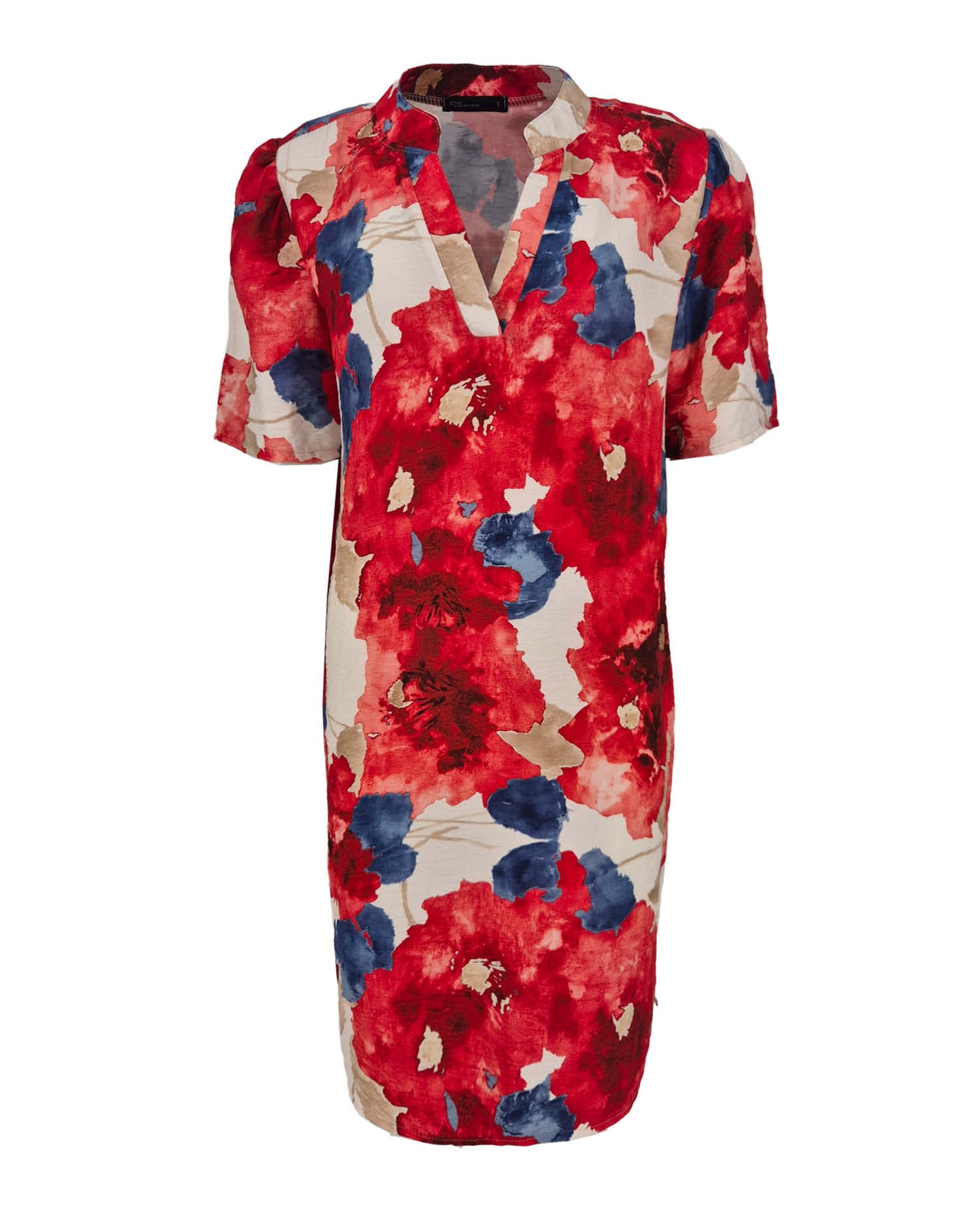 Jurk Aurelia in rood met bloemen dessin