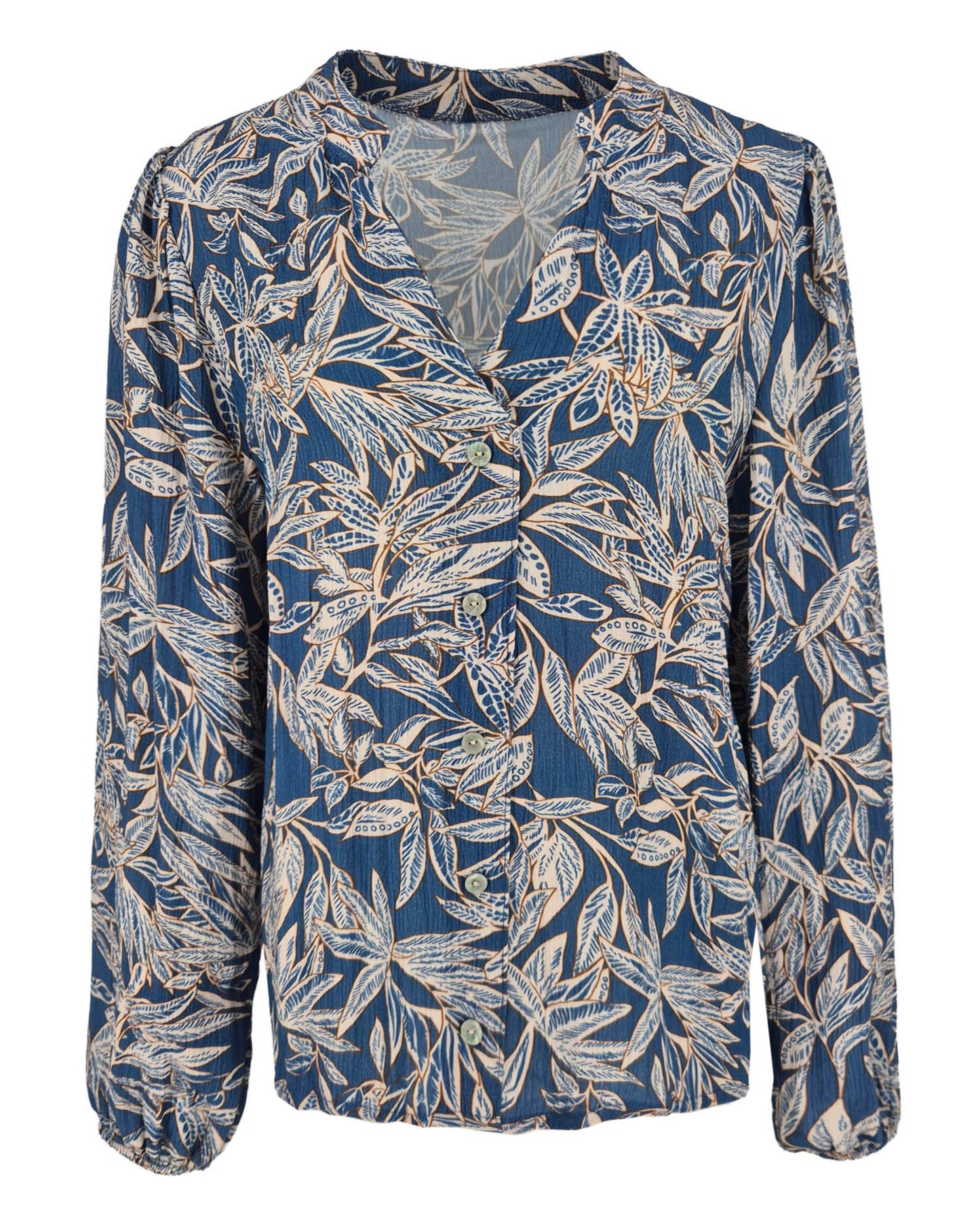 Blouse Fia in jeans met bloemen dessin
