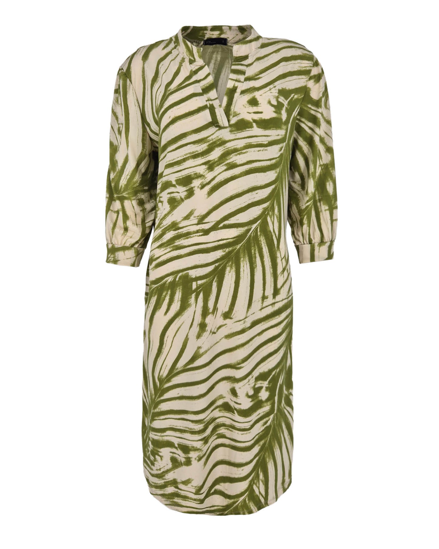 Jurk Andrien in lime met grafisch dessin