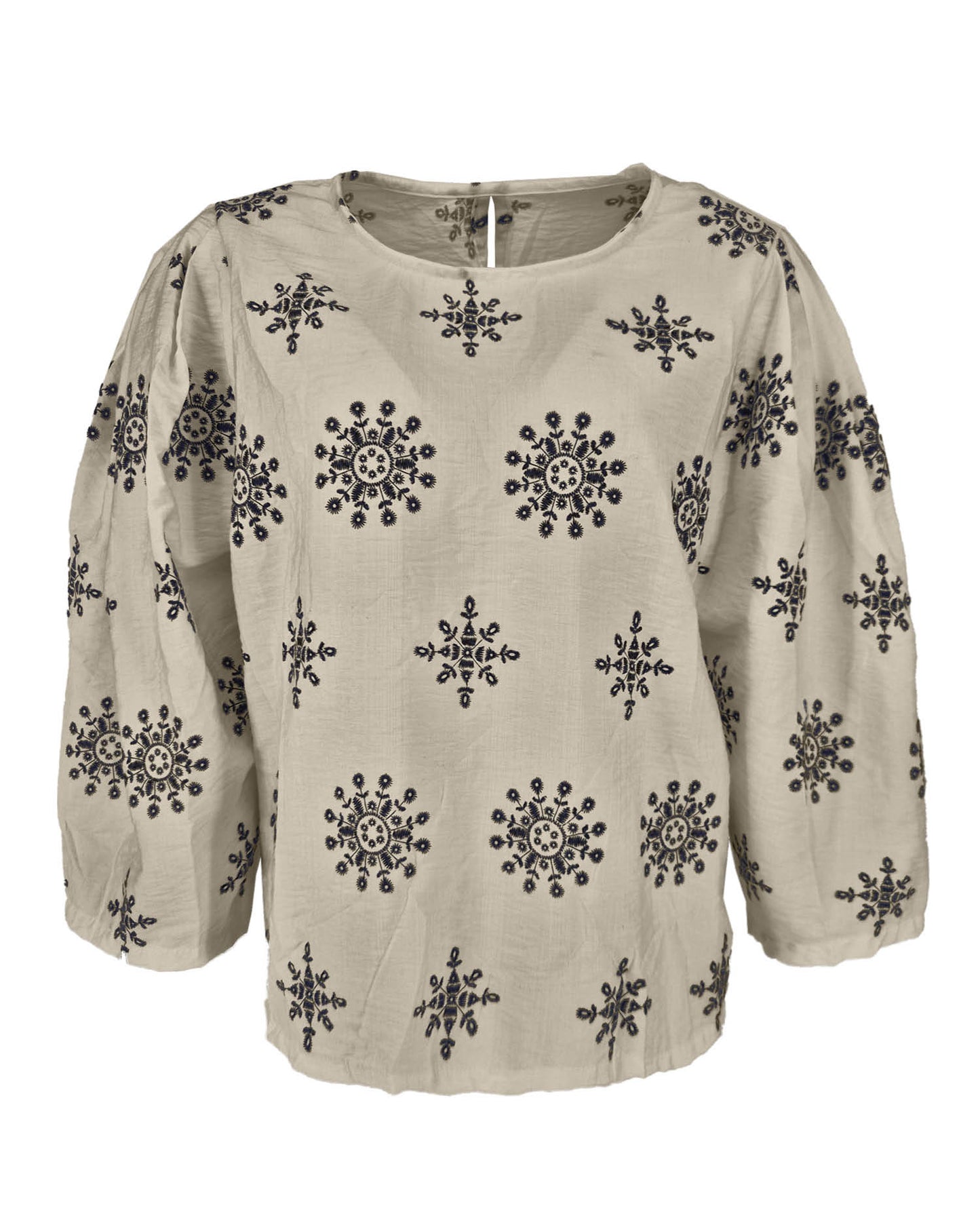 Top Hester in Beige met grafisch dessin