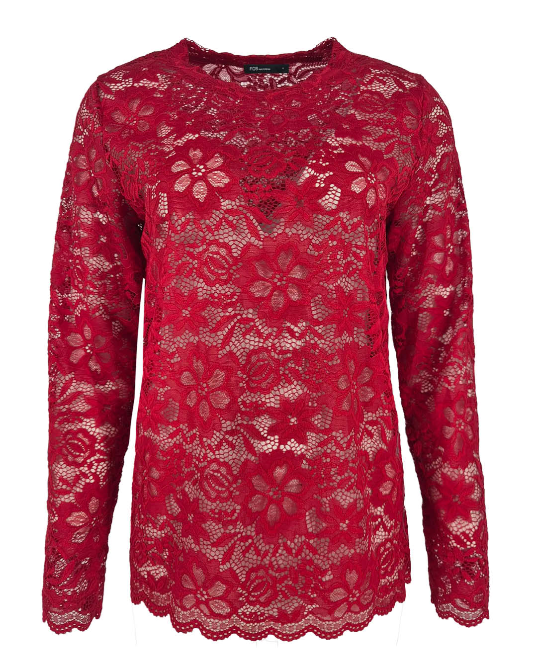 Top Lacie Tulprood met bloem dessin