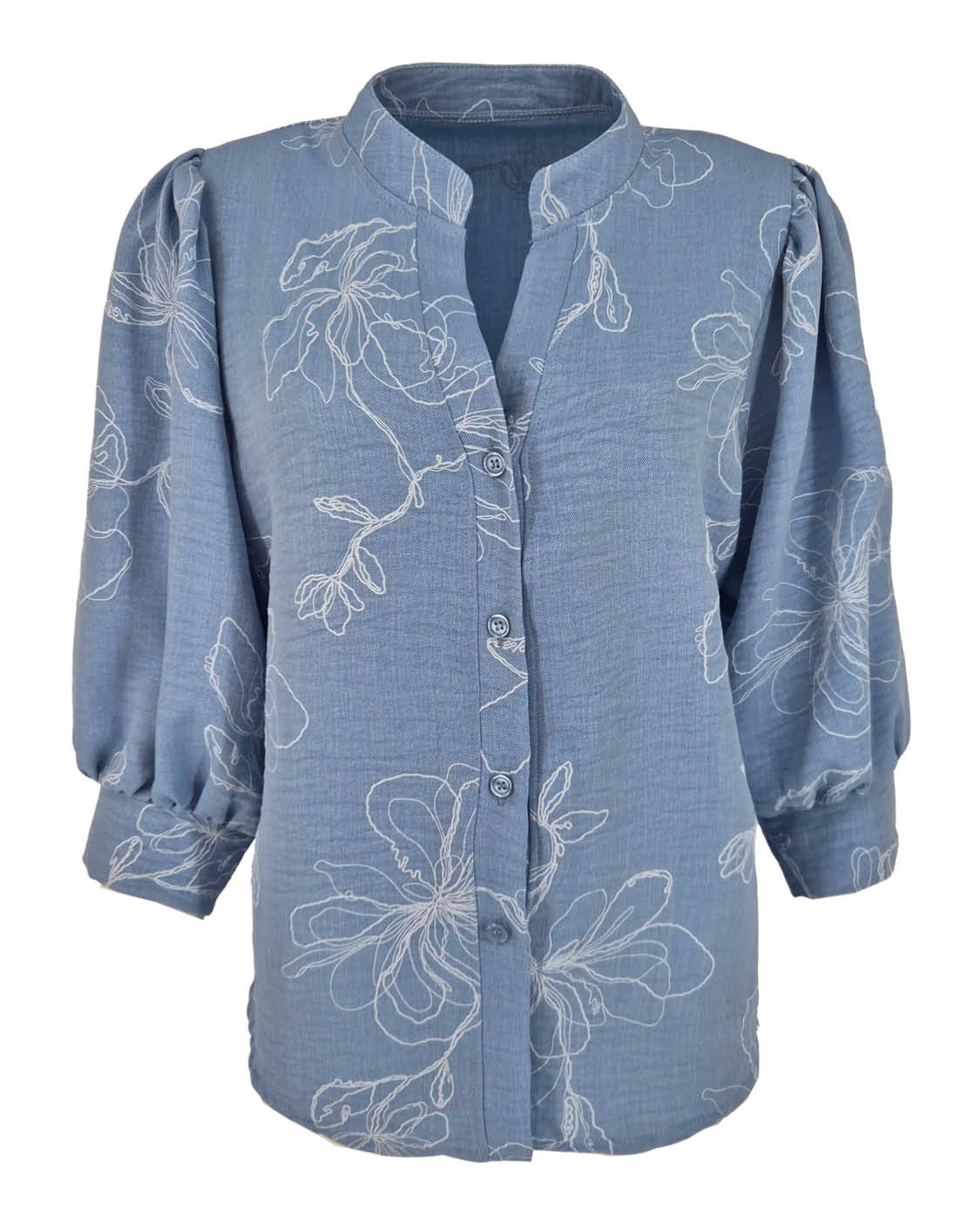 Blouse Boho jeans bloemen