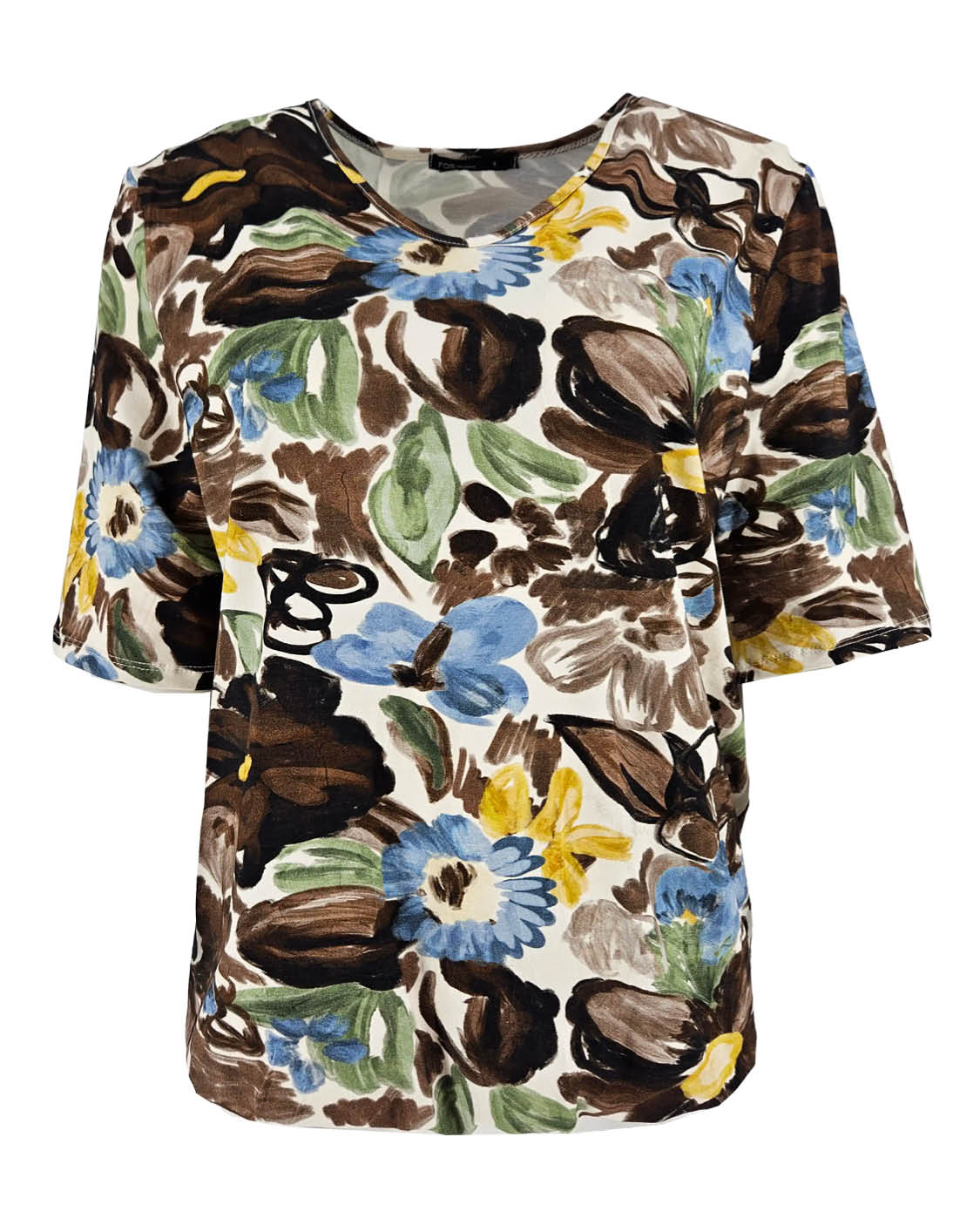 Top - Vivi Bloemen Aquarel | Bruin