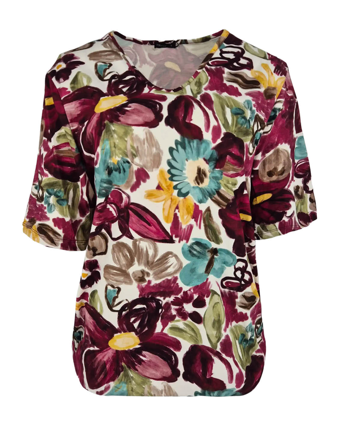 Top - Vivi Bloemen Aquarel | Plum