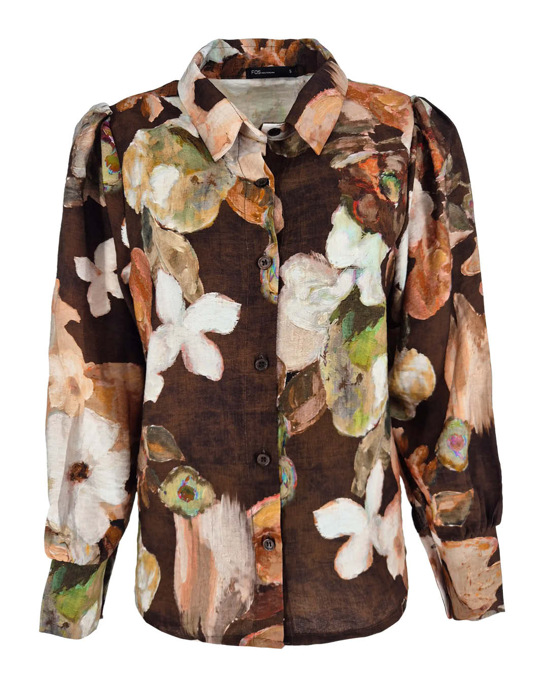 Blouse - Evita Aquarel boeket | Bruin