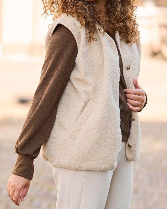 Gilet - Keesje Boiled wool look | Beige