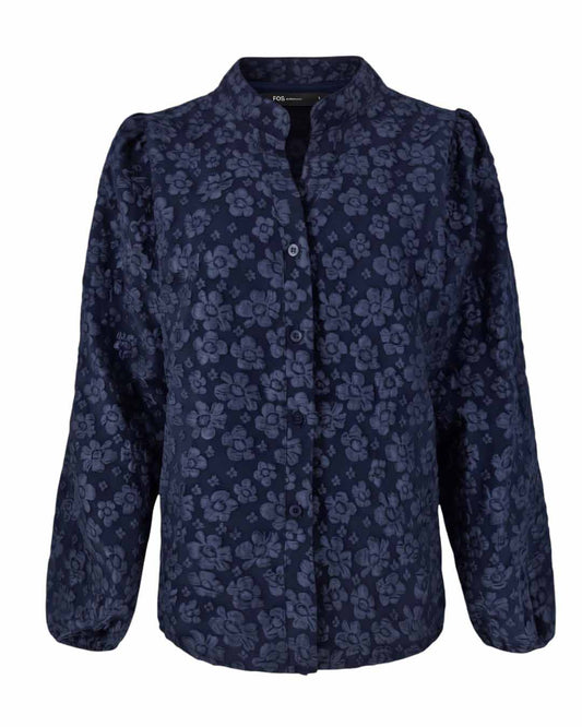 Blouse - Boho Jacquard bloem | Navy