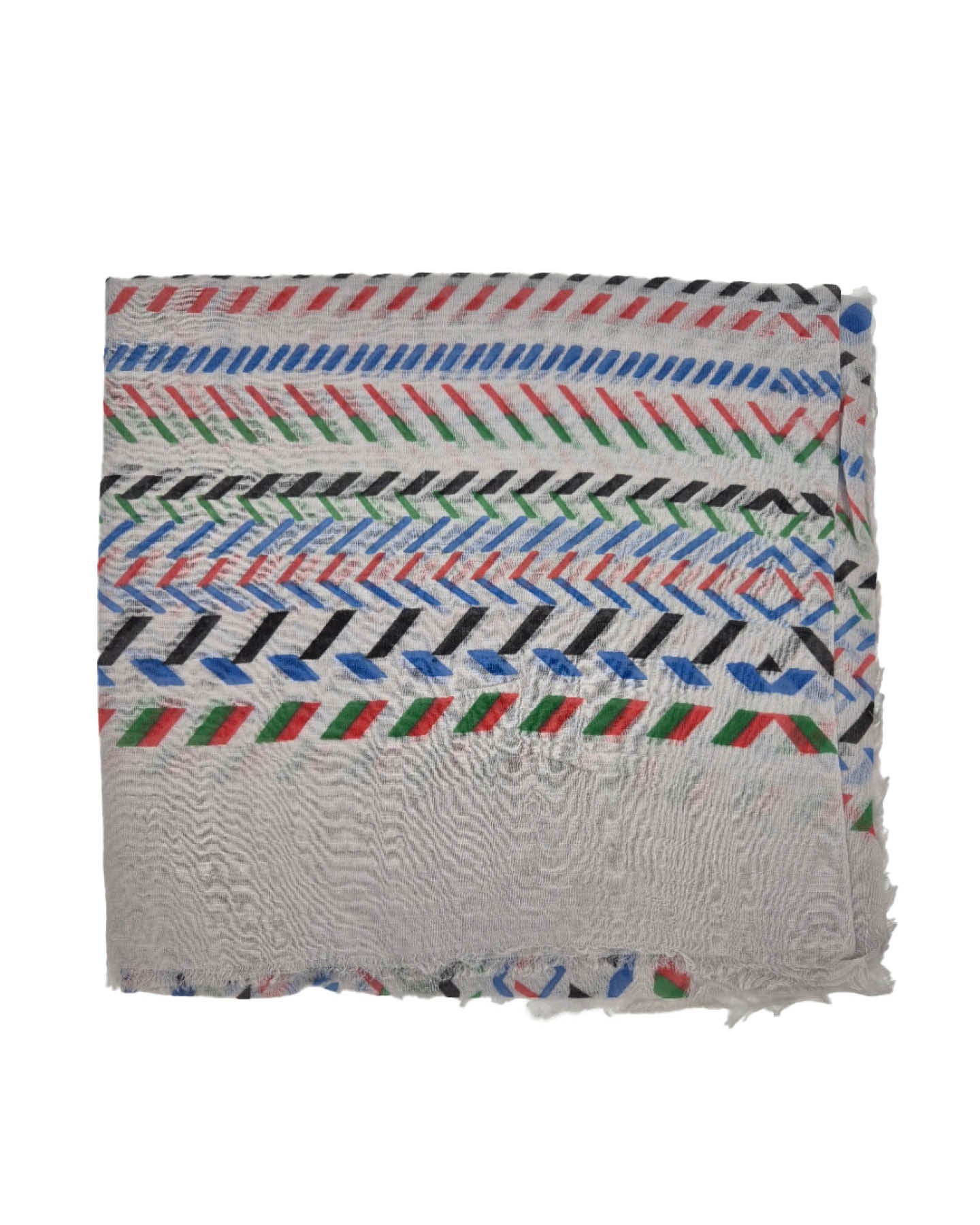 Grijs sjaal met kleurrijk zigzagpatroon | Grijs