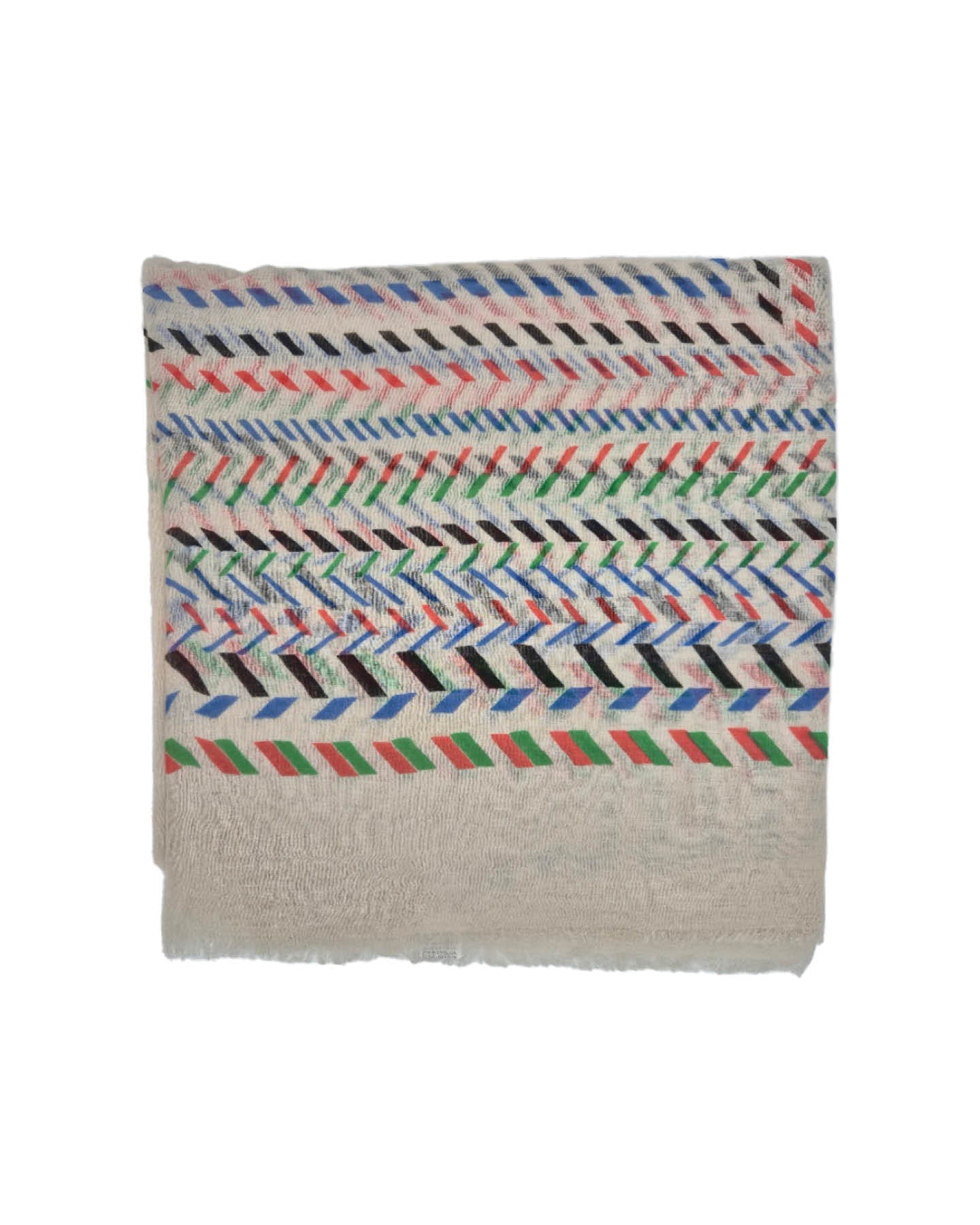 Beige sjaal met kleurrijk zigzagpatroon | Beige