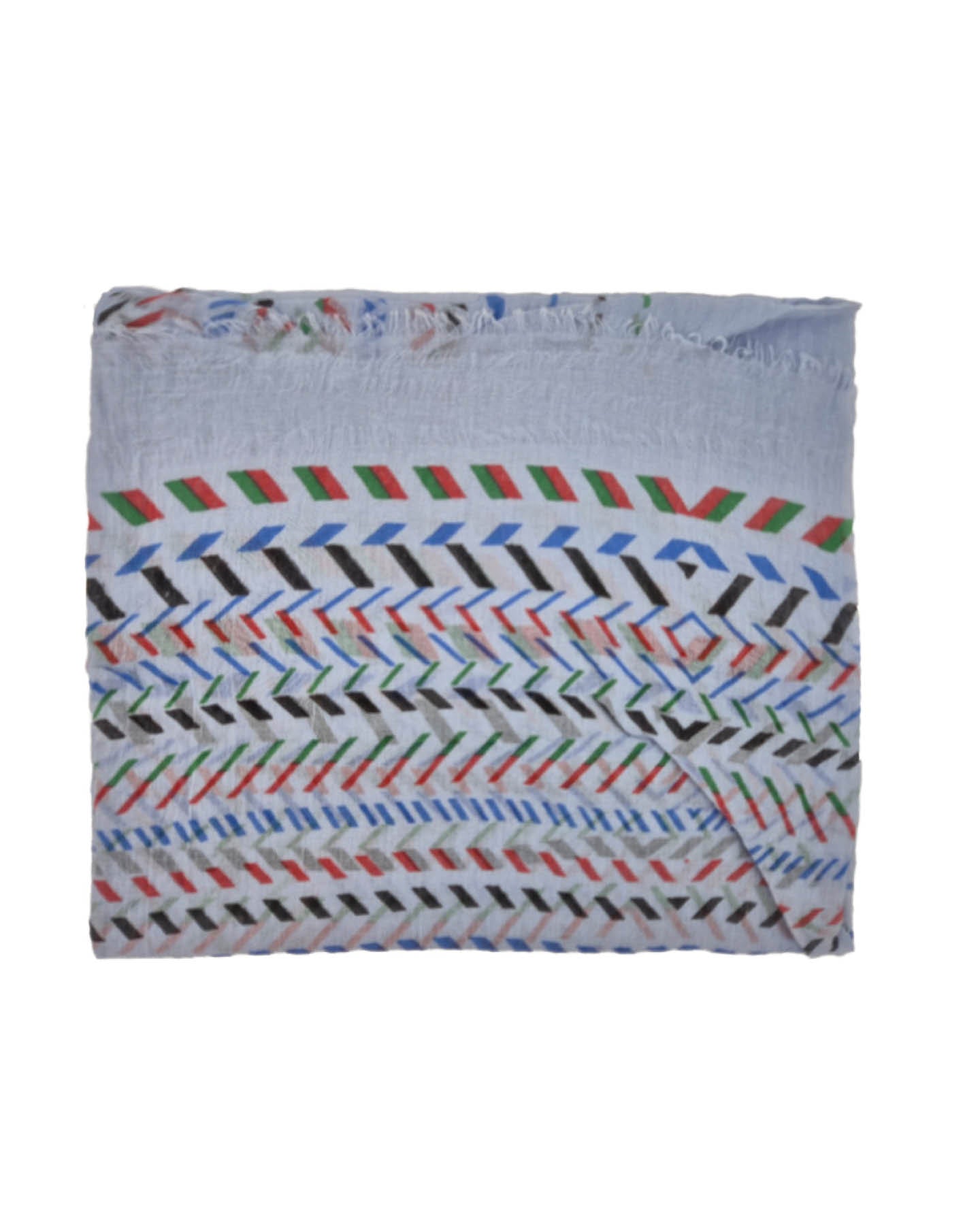 Licht Blauwe sjaal met kleurrijk zigzagpatroon | Licht-Blauw