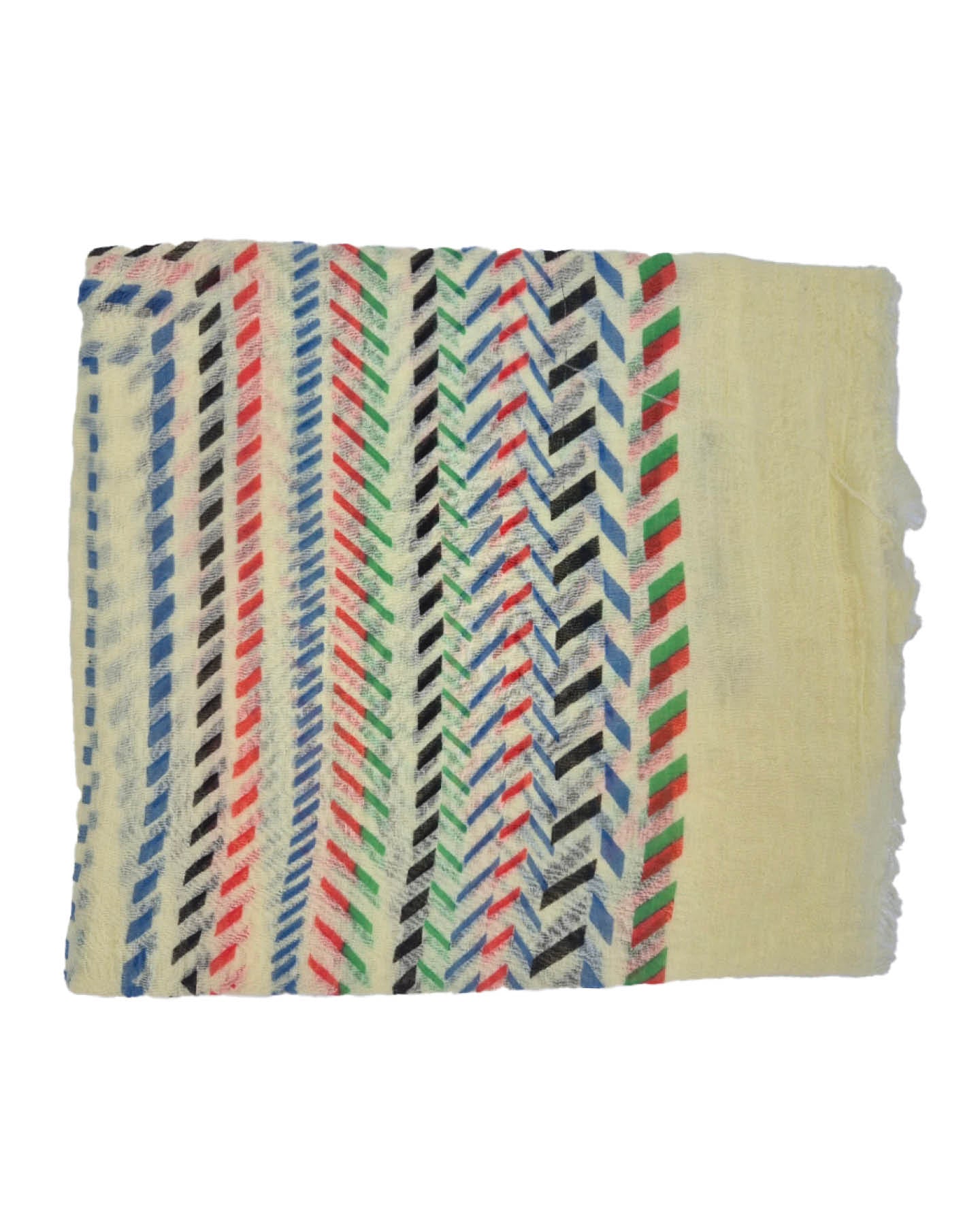 Licht Gele sjaal met kleurrijk zigzagpatroon | Geel